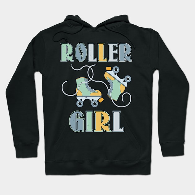 Retro Roller Girl Classic Skating Skate Hoodie by funkyteesfunny